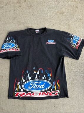 Vintage 90s Rare Ford Racing NASCAR Flames Tshirt XL